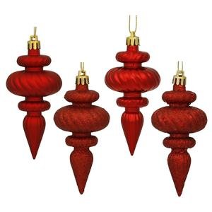 Vickerman 19467 – 4″ Red Finial Shiny Matte Glitter Sequin Christmas Tree Ornament (8 pack) (N500003)