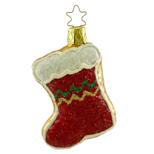 Inge Glas STOCKING COOKIE Blown Glass Gingerbread Christmas Ornament 68450