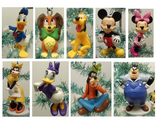 Mickey Mouse Clubhouse Deluxe 9 Piece Holiday Christmas Tree Ornament Set Featuring Mickey Mouse, Minnie Mouse, Pluto, Fifi, Daisy, Clarabelle, Donald Duck, Goofy, and Pete