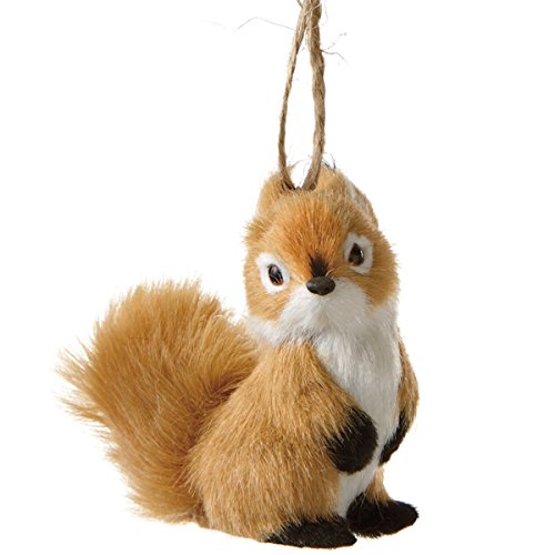 3″ Snowy Winter Furry Brown Squirrel Christmas Ornament