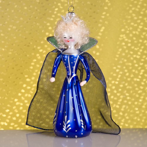 De Carlini Cinderella in Blue Italian Mouthblown Glass Christmas Ornament
