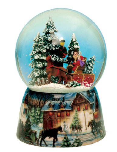 MusicBox Kingdom 48082 Carriage Snow Globe Music Box, Turns to The Melody “Winter Wonderland”