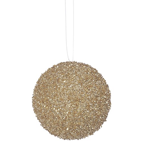4ct Champagne Sequin and Glitter Drenched Christmas Ball Ornaments 4″ (100mm)