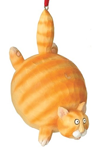 Orange Tiger Tabby Fat Cat Christmas Tree Ornament Hanging from His Tail by Midwest 4.25 inch Made of Polyresin