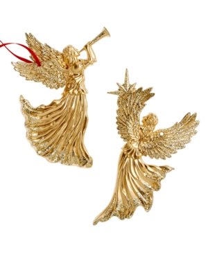 Holiday Lane Set of 2 Gold Angel Ornaments