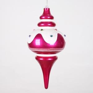 Vickerman 10″ Cerise, Snow, and Jewel Candy Finish Finial Christmas Ornament