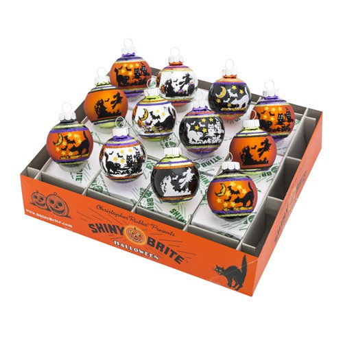 Christopher Radko Halloween 12 Piece Signature Flocked Ombre Ornaments