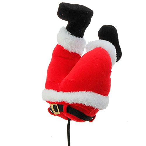 Red Plush Santa Claus Butt Pick Accent Christmas Tree Ornament Decor, 10.5 Inch x 6.5 inch x 3.5 inch on Bendable STick