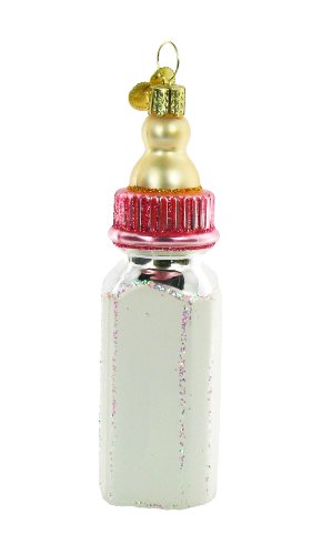Old World Christmas Ornament Pink Baby Bottle Ornament
