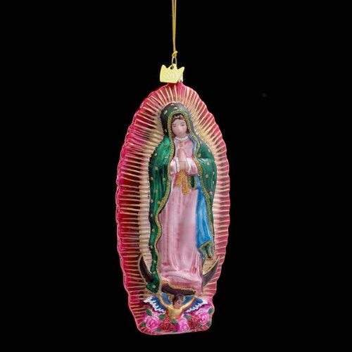 Noble Gems Religious Our Lady of Guadalupe Virgin Mary Glass Christmas Ornament