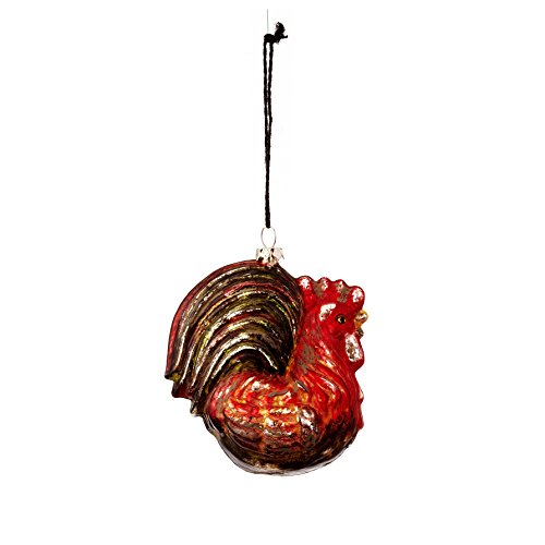 Sage & Co. XAO19087MU Antiqued Glass Rooster Ornament (6 Pack)