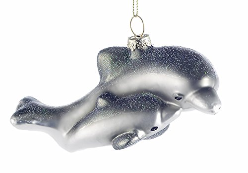 Kurt Adler Glass Mother And Baby Dolphin Christmas Ornament