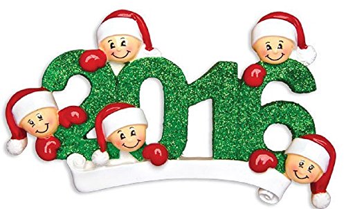 2016 Face Family Of 5 Personalized Christmas Tree Ornament X-mass