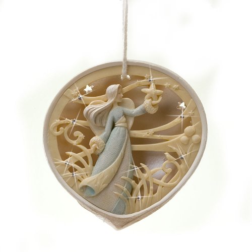 Enesco Foundations Coastal Angel Shell Ornament, 3.35-Inch