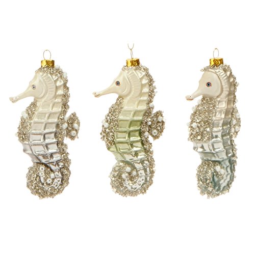 RAZ Imports – 4.5″ Decorated Seahorse Christmas Tree Ornaments – Set of 3