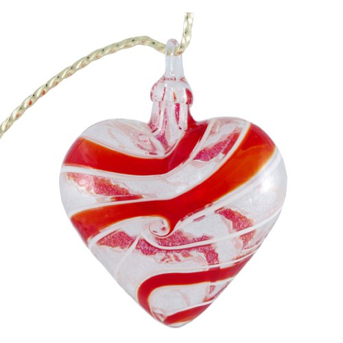 Glass Eye Studio Hand Blown Glass Heart Ornament – Red Spin