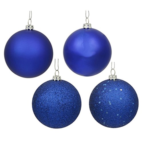 Vickerman 196069 – 1″ Cobalt Shiny Matte Glitter Sequin Ball Christmas Tree Ornament (18 pack) (N590322)
