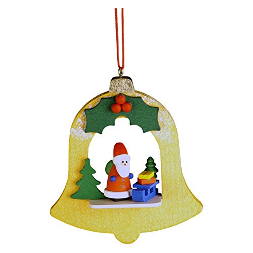 10-0459 – Christian Ulbricht Ornament – Santa in Yellow Bell – 3.5″”H x 2.75″”W x 1″”D