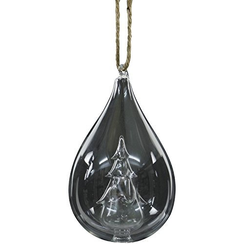 Sage & Co. XAO19563CL Glass Teardrop with Tree Ornament (4 Pack)