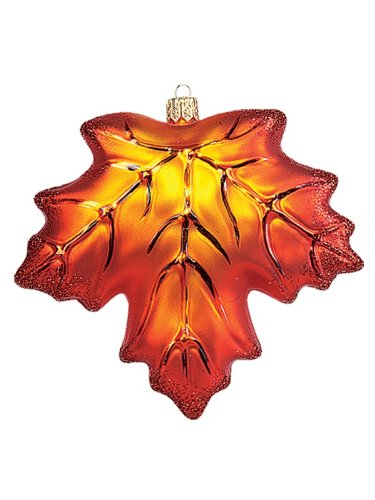 Maple Leaf Polish Mouth Blown Glass Christmas Ornament Fall Tree Decoration