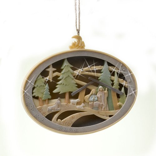Enesco Foundations Silent Night Woodland Nativity Ornament, 3.35-Inch