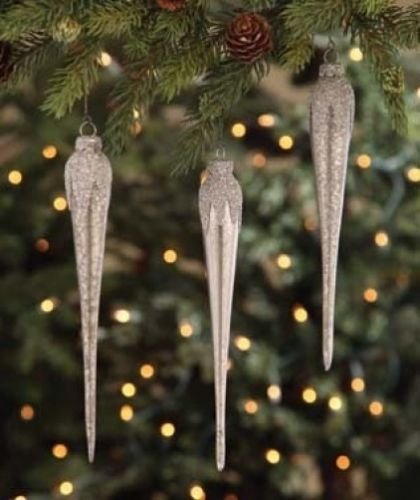 Bethany Lowe Christmas 7″ Mercury Glass Icicle Ornament – Set of 3 LG1744