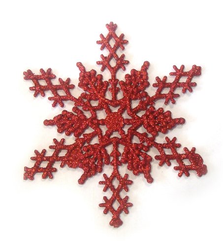 Club Pack of 12 Red Hot Glitter Snowflake Christmas Ornaments 6.25″