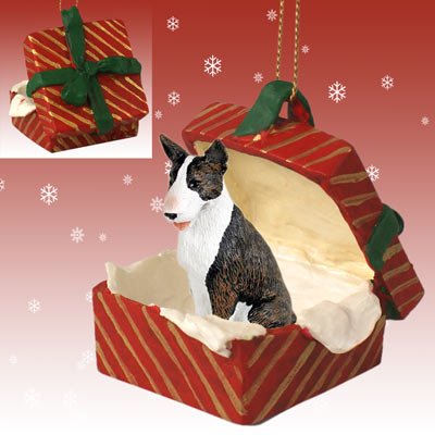 Conversation Concepts Bull Terrier Brindle Gift Box Red Ornament