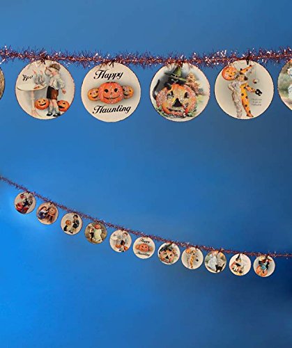 Halloween Disc Garland 6FT Happy Haunting Bethany Lowe Vintage images Tinsel New