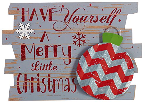 Rustic Wood and Metal Holiday Sign Hanging Christmas Decoration (Ornament)