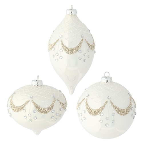 RAZ Imports – 4″ Beaded Rhinestone Gem Christmas Tree Ornaments – Set of 3