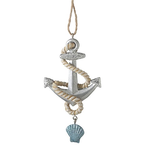 Midwest CBK 3.75″ x 2″ Glitter & Silver-Tone Painted Resin Anchor Ornament