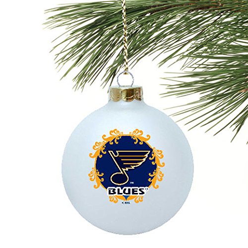 St. Louis Blues NHL Topperscot White Large Glass Christmas Ornament (3 1/4″)