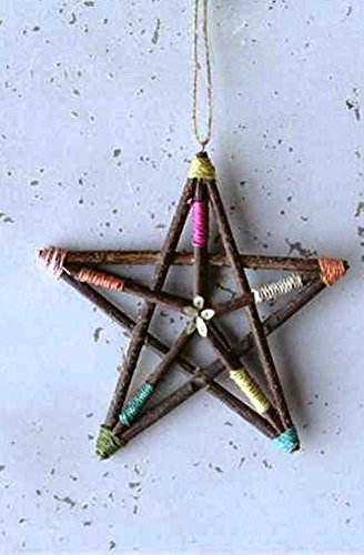 Creative Co-Op Ranch Hand Collection Abaca Wrapped Star Ornament