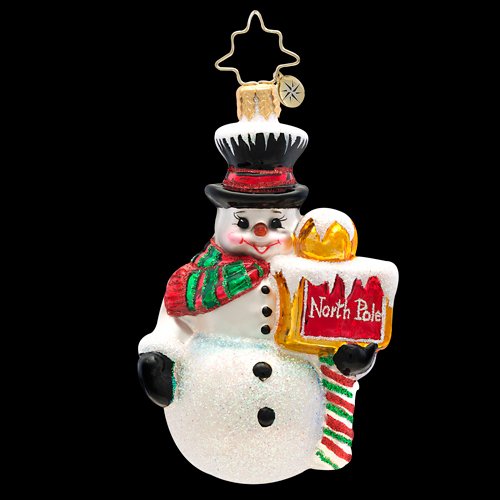 Christopher Radko Glass Nice Up North Snowman Gem Christmas Ornament #1017210