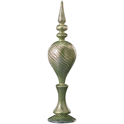 18 in Swirl Glass Footed Finial in Sage Green