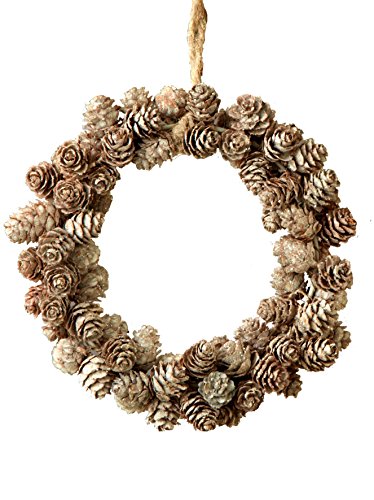 7 inch Frosted and Glittered Mini-Pinecone Wreath or Candle Ring PAIR!