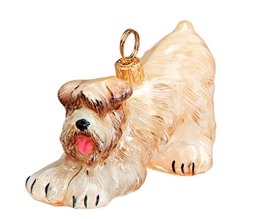 Bowing Soft Coated Wheaten Terrier Polish Blown Glass Christmas Ornament