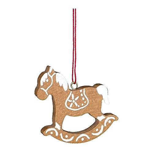 10-0386 – Christian Ulbricht Ornament – Rocking Horse White/Brown – 1.75″”H x 1.75″”W x .25″”D