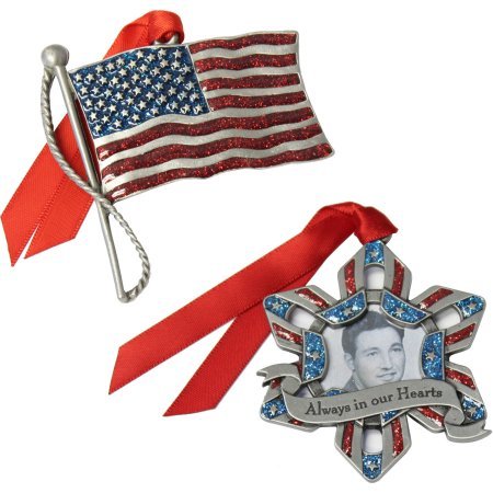 2pc Personalized Patriotic Ornament Gift Set