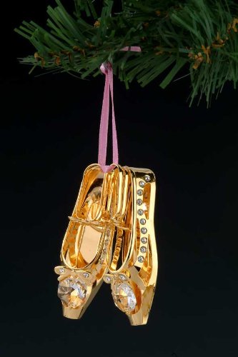 Ballerina Shoes Swarovski Crystal 24k Gold Ornament