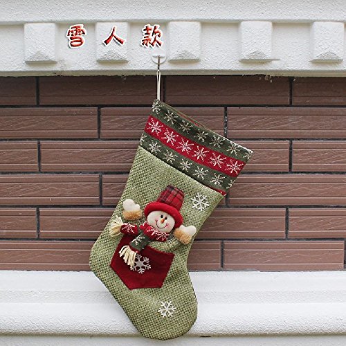 Christmas Sock Santa Claus Snowman Xmas Decoration Tree Snowflake Ornament (Green / Snowman)