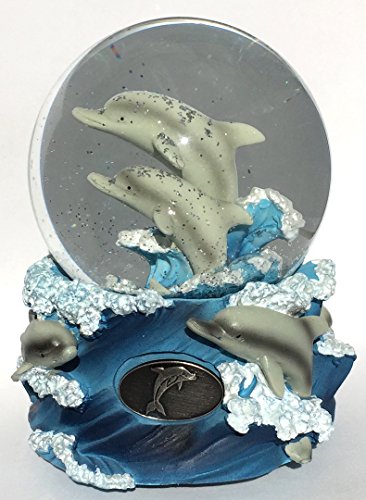 Blue Dolphin Family in the Waves 100mm Musical Snow Globe Glitterdome