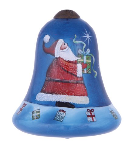 Ne’Qwa Art, Christmas Gifts, “I Believe In Santa” Artist Sarah Summers, Petite Bell-Shaped Glass Ornament, #7141136