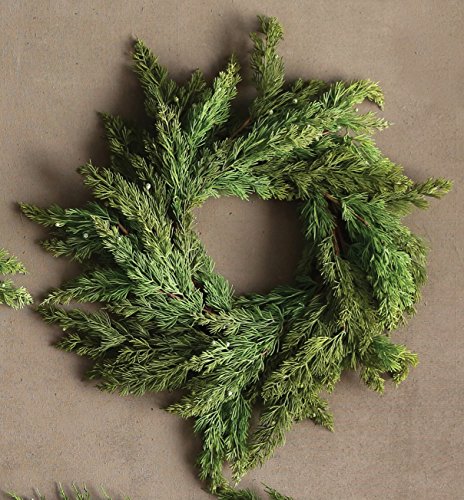 15 Inch Round Artificial Pine Wreath with Cedar Cones