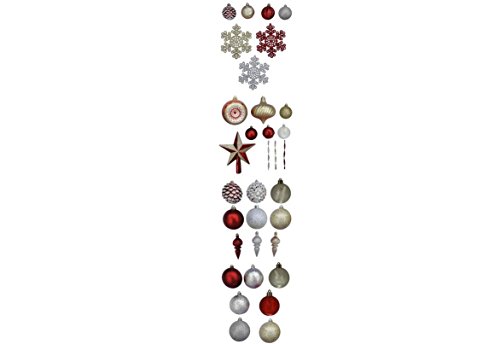Martha Stewart Shatter-Resistant Assorted Ornament, Cranberry Frost (100-Pack)