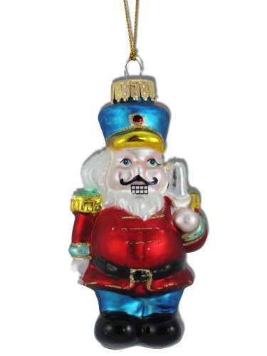 Glass 4-inch Santa Dressed As a Toy Soldier Christmas Ornament