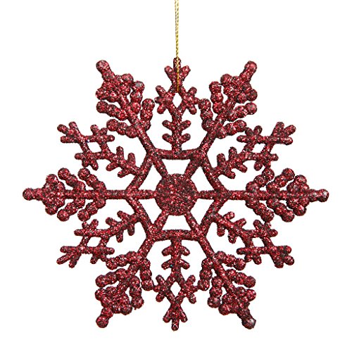 Vickerman 21442 – 4″ Burgundy Glitter Snowflake Christmas Tree Ornament (24 pack) (M101405)