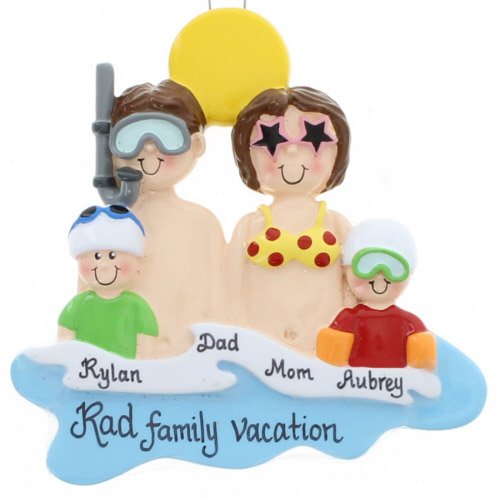 At the Beach Family of 4 Ornament