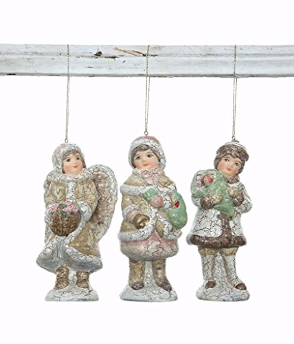 Christmas Village Figures Set of 3 Village Children Ornaments, 5″ tall